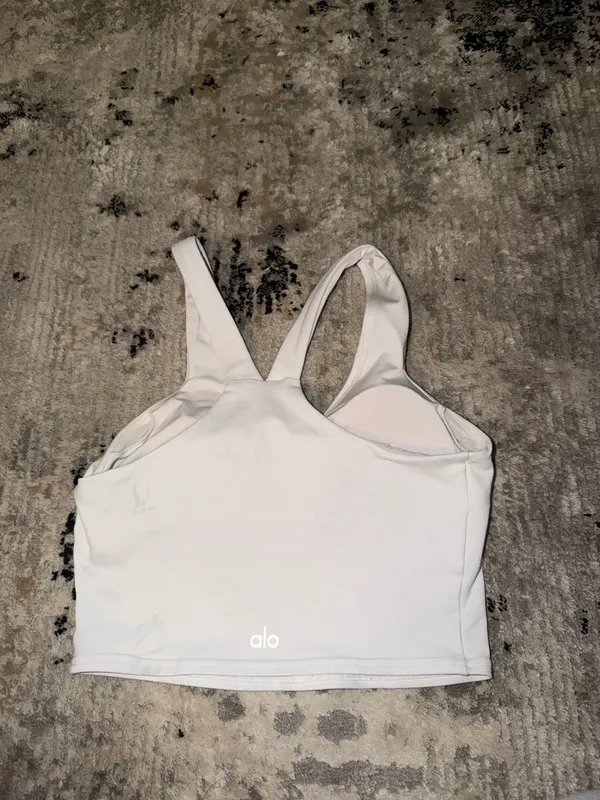 White Alo Tank Top Yoga Cropped - Image 2