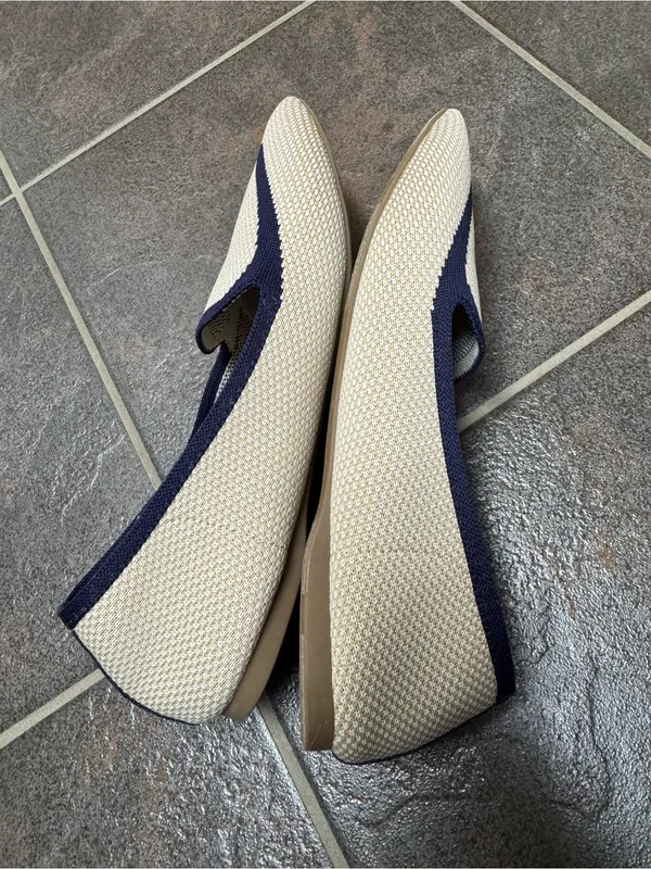 Birdies Blackbird Womens Flats Knit Woven Loafers Slip-On Eggshell Navy 9.5 - Image 11
