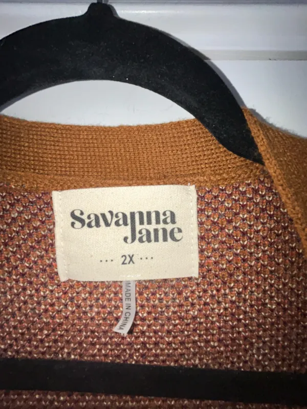 Savanna Jane Geometric Aztec Print Long Open Front Cardigan Sweater Size 2X - Image 5