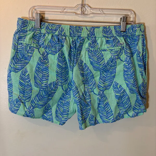Vineyard Vines Palm Leaf Print Shorts Size Medium Green Blue‎ - Image 2