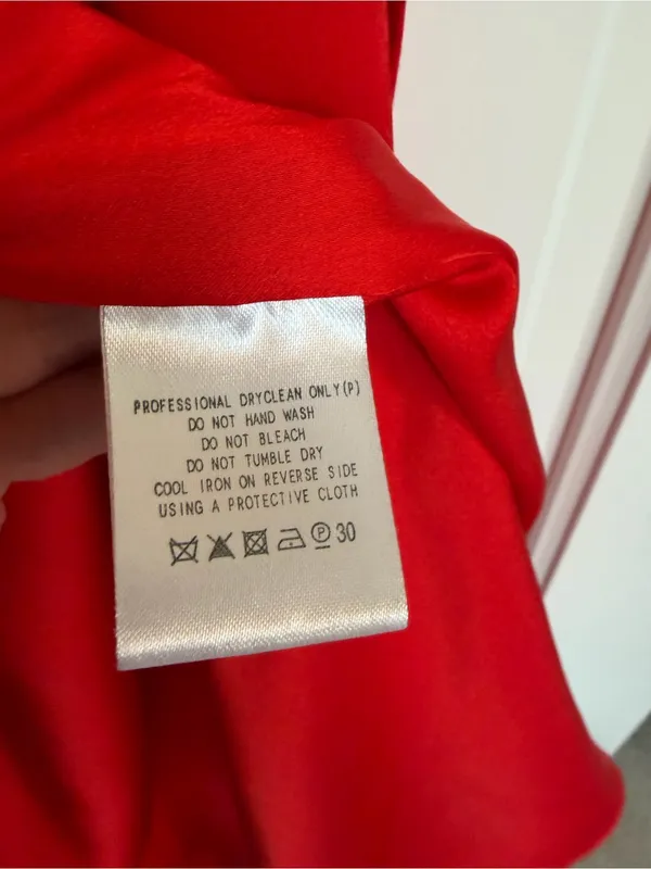 Free People x Fame & Partners Dea Red Satin Wrap‎ Maxi Dress Size 8 - Image 8