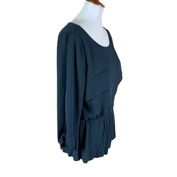 Deletta Alee Anthropologie Black Ruffle Long Sleeve Peplum‎ Top Womens Medium - Image 4