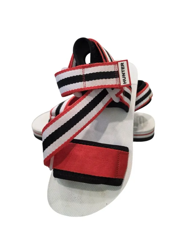 Hunter Women's Adjustable Striped Sandals UK 6 US size 8 Red/White/Black - Image 3