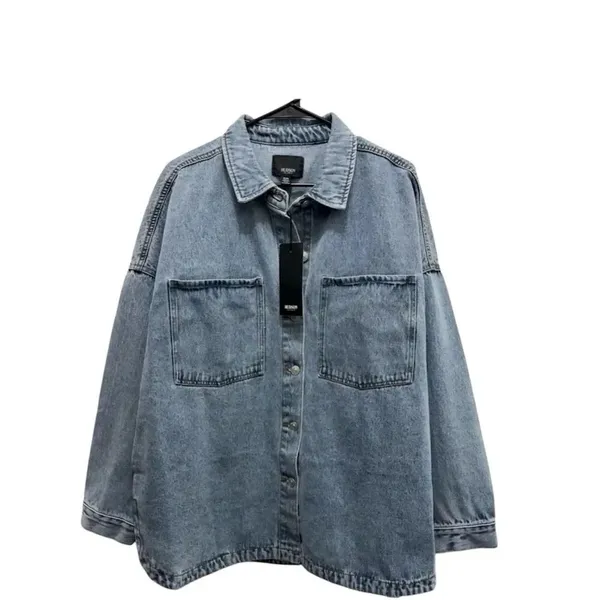Hudson Denim Button-up Oversized Denim Shirt Jacket in Retro Wash NWT, Size XXL - Image 3