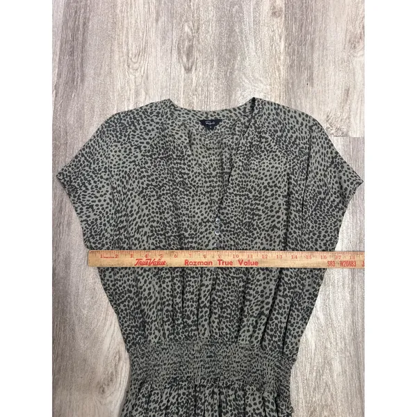 Rails Karla Olive Lynx Green Black Cheetah Print Smocked Waist Mini Dress Small - Image 7