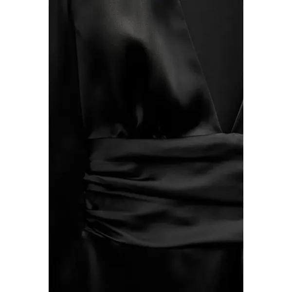 Zara Short Satin Black Dress Sz XS NWOT #4764 LBD Glam Cocktail Date - Image 6