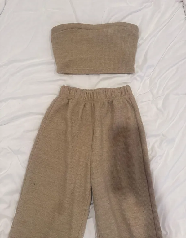 Beige two piece matching set Tan - Image 2