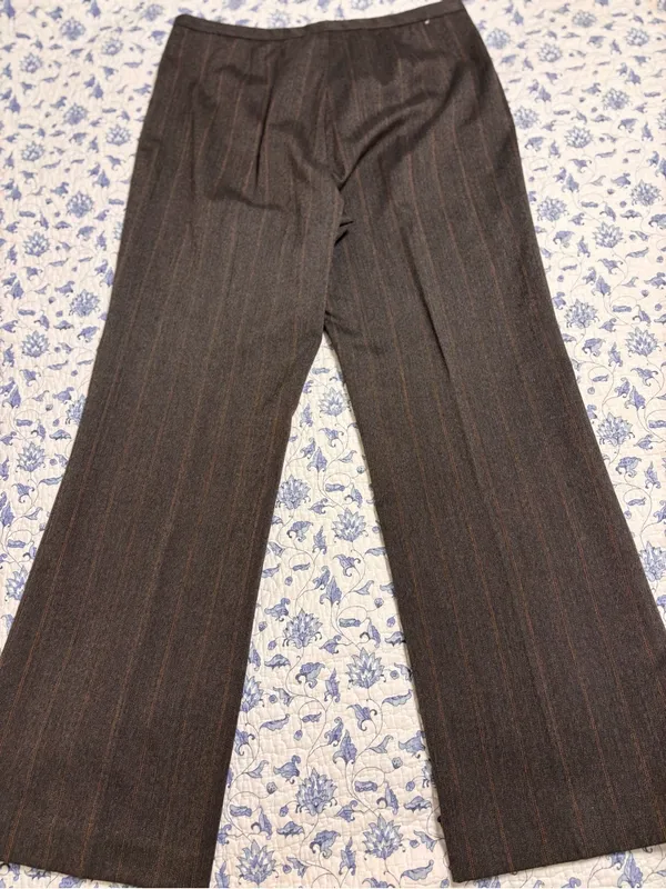 CALVIN KLEIN Petites Dress Pants 8P Wide Leg Gray Pinstripes Trousers Officewear - Image 2