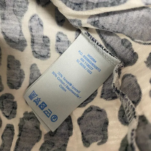 Boden Womens 4 Gray White Animal Print Tee 3/4 Sleeve Cotton Lyocell Shirt W0094 - Image 6