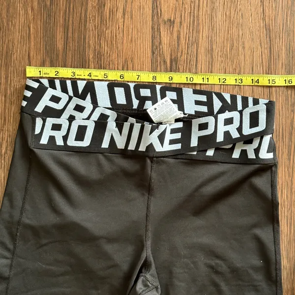 Nike Black Dri-Fit Performance Logo Waistband Leggings Black White Size Large - Image 7