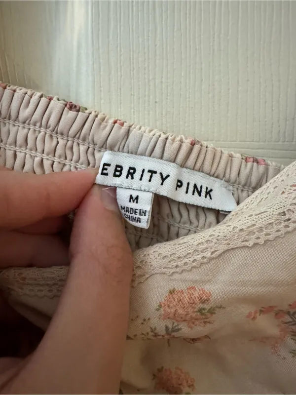 Celebrity Pink Cream Floral Lace-Trim Camisole Top - Pink Floral - Image 2