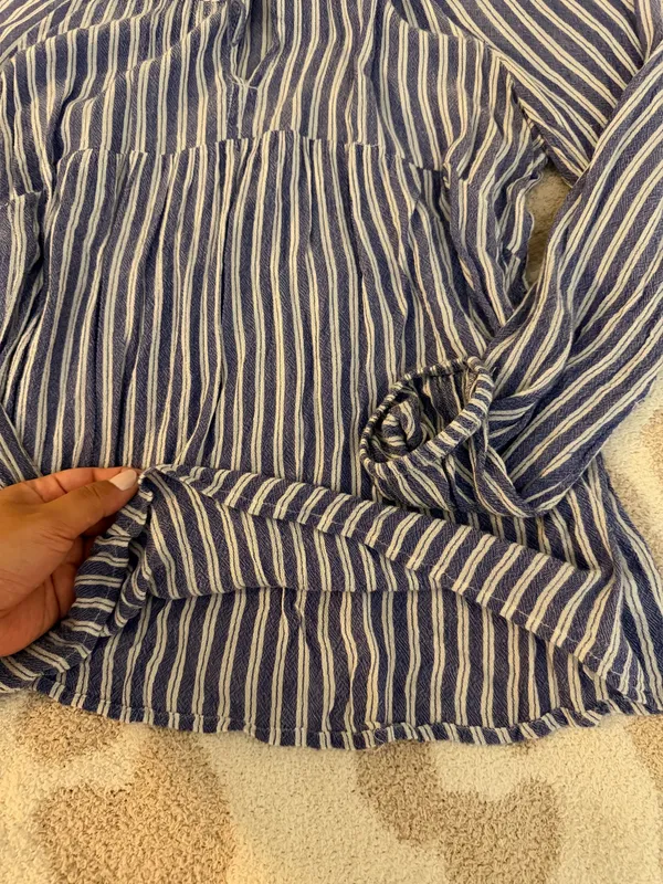 Old Navy Striped Blouse Blue White - Image 4