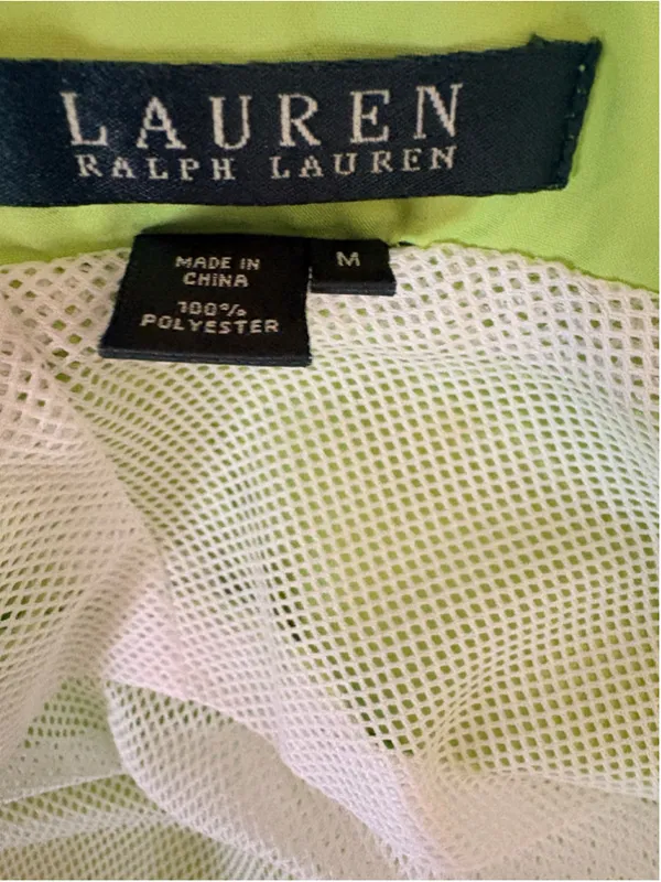 Lauren Ralph Lauren Lime Green Rain Jacket Wind Breaker Size M (21” PTP) - Image 3