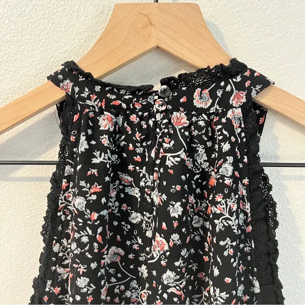 Anthropologie Maeve Lace Ruffle Trim Floral Sleeveless Halter‎ Neck Top Size XL - Image 10