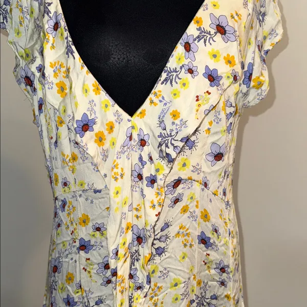 Free People Chic Floral V-Neck Mini Dress - Image 3
