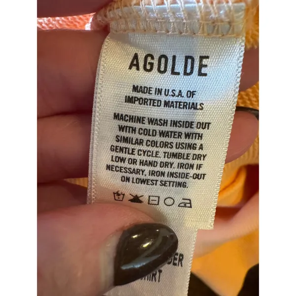 AGOLDE Sweatshirt Women XS Orange Sherbert The Round‎ Shoulder Athleisure NWT - Image 12