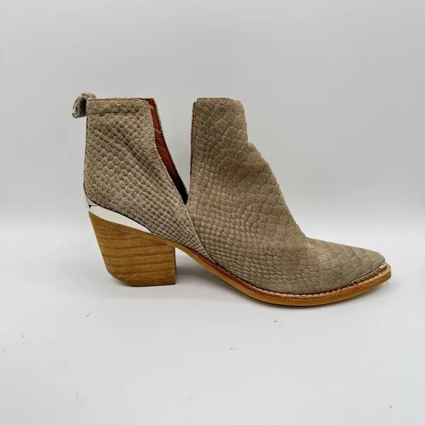 Jeffrey Campbell Cromwell Gray Snake Suede‎ Leather Ankle Boots Bootie Size 8.5 - Image 5