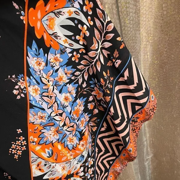 Express Black Orange Paisley Floral Handkerchief Dress, Large‎ - Image 7