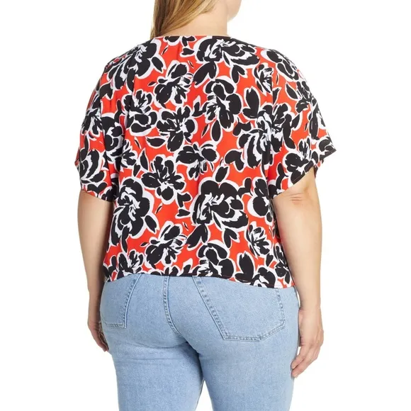 NWT Nordstrom Leith Double Button Floral Blouse - Image 3