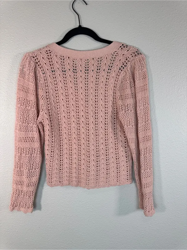 Wilfred Pink Crochet Cardigan Sweater Womens S Aritzia Girly Coquette Barbie - Image 2