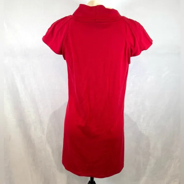 Red go go style pleated mini dress size medium - Image 3