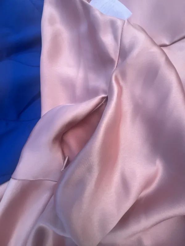 Xscape Women's Pink Satin Collared Wrap Front Maxi Dress Size 16 - Image 9