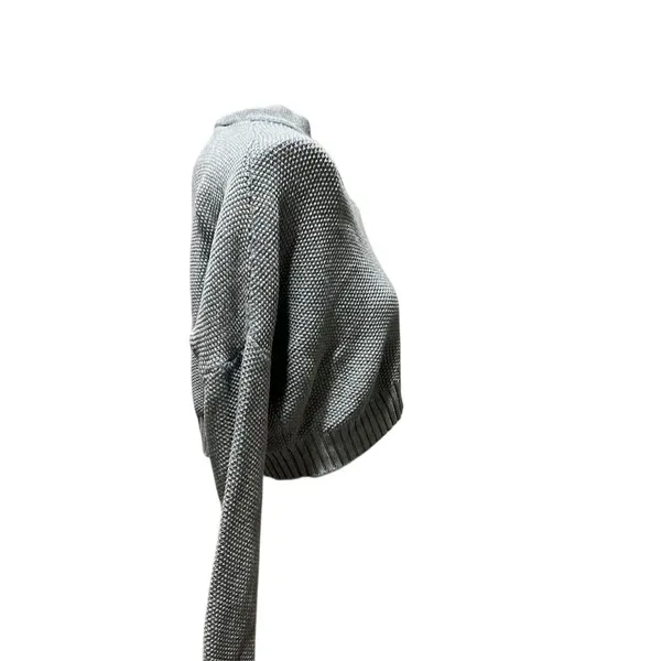 LA Hearts Women's Gray Cropped Henley Sweater Size S Casual Fall - Image 3