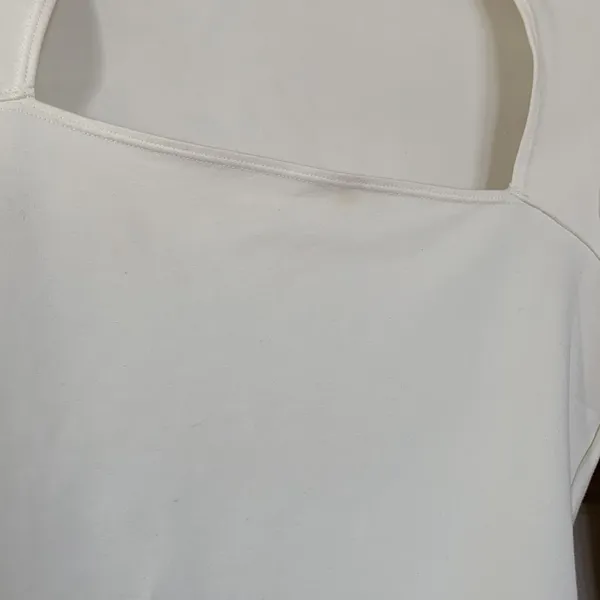 Abercrombie And Fitch Soft A&F Square Neck White Bodysuit Small - Image 4