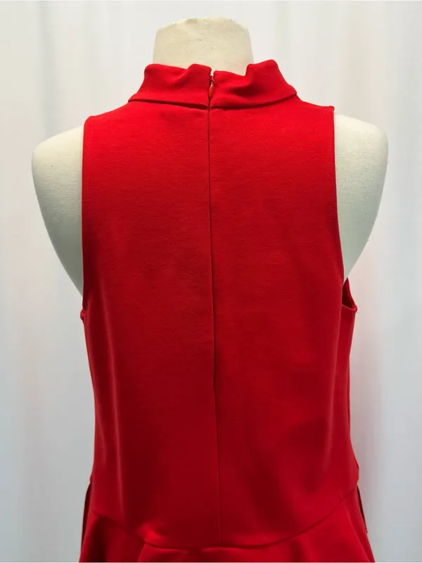 Anthropologie Tomato Red Mock Neck Sleeveless Peplum Blouse Tank M Preppy - Image 7