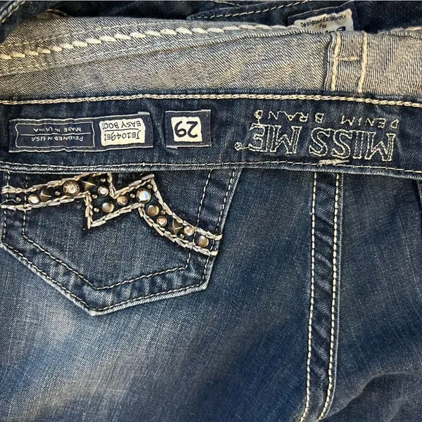 Miss‎ Me Easy Bootcut Rhinestone Embroidered Blue Jeans Size 29 - Image 7
