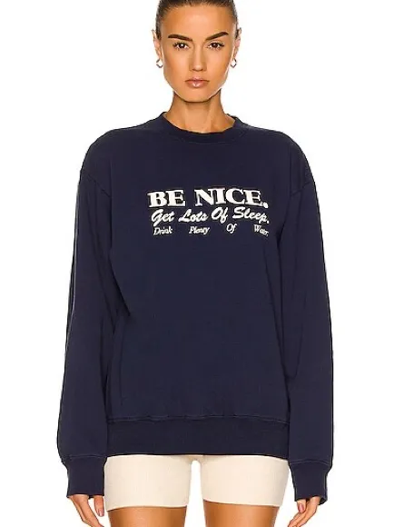 Sporty & Rich Light Yellow "BE NICE" Crewneck Sweater - Image 2