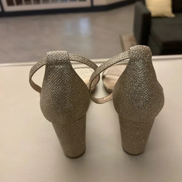 Heels Shimmering Silver Heeled Sandals Dream Paris Size 12 - Image 3