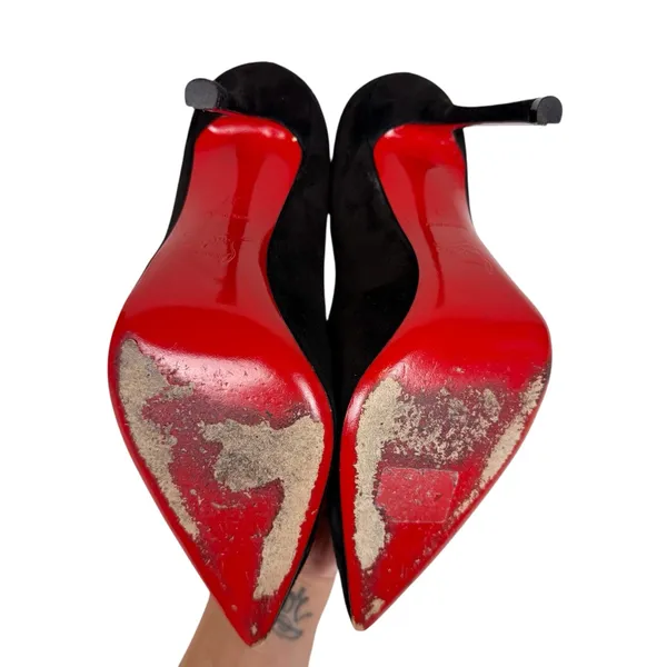 Christian‎ Louboutin Pigalle 100 Black Suede Pumps Stiletto Heels Size EU 37 - Image 13