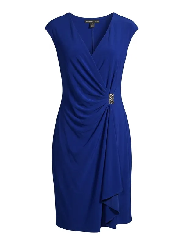 American Living Royal Blue Wrap-Front Cocktail Dress - Image 2