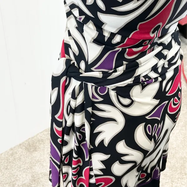 Nicole Miller Studio Womens XS (P)‎ Silk Sheath Dress Abstract Black Purple - Image 6