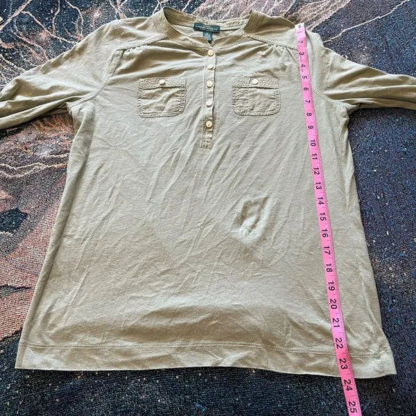 Lauren Ralph Lauren Green Button Blouse Longsleeve S Y2K Preppy Minimal Slim Fit - Image 12