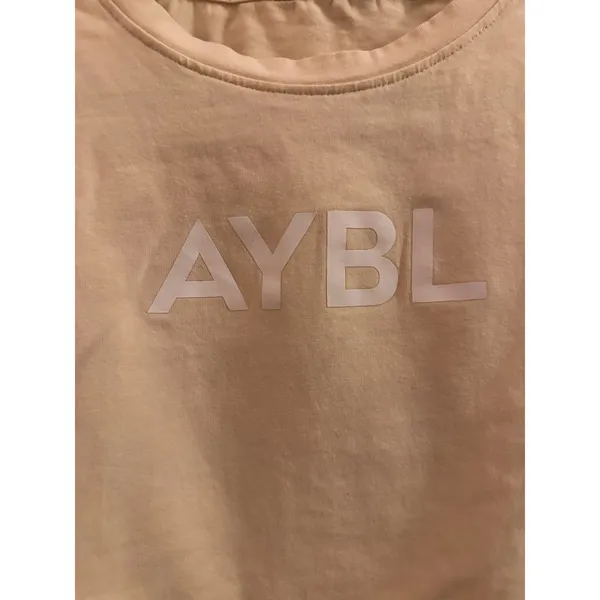 AYBL Cream Short Sleeve Athletic Workout T-Shirt Women Sz M - Image 3