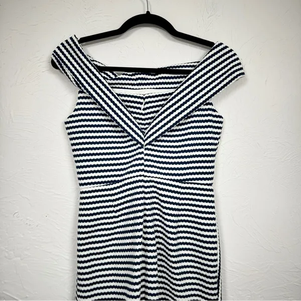 Hutch Blue White Striped Off Shoulder Asymmetrical Mini Dress Womens S Preppy - Image 10