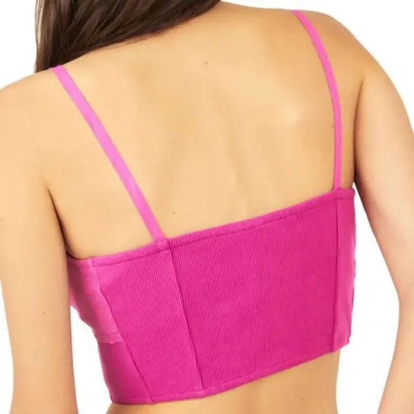 NWT Free‎ People Have My Heart Tank Top Womens XL Pink Lace Corset Crop Cami - Image 4