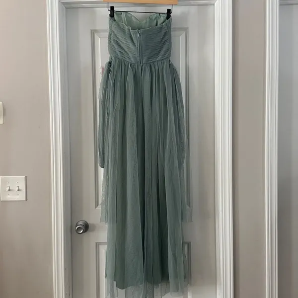NWT Birdy Grey Sage Green Christina Full Length Tulle Bridesmaid Prom Dress - Image 6
