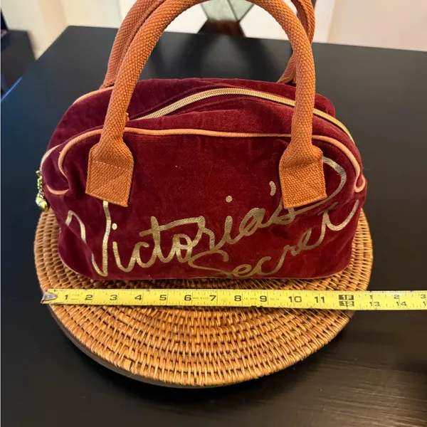 Victoria's Secret Burgundy Velvet Cosmetic‎ Bag - Image 3