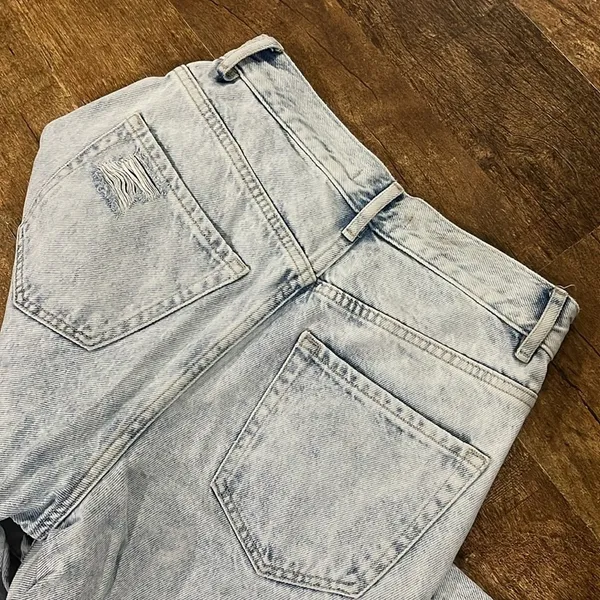 PacSun high-rise straight distressed light wash button butterfly denim jeans - Image 8