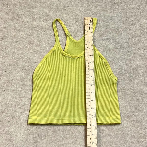 Free People Movement Happiness Runs Crop Top Lime Green Ribbed Seamless XS/S GUC - Image 4
