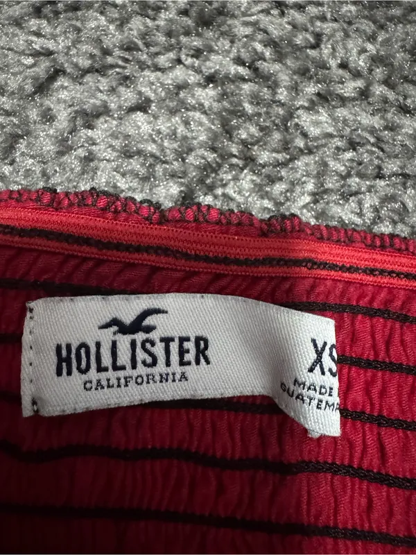 Red and Black Plaid Women's Tube top.. Hollister - Image 2