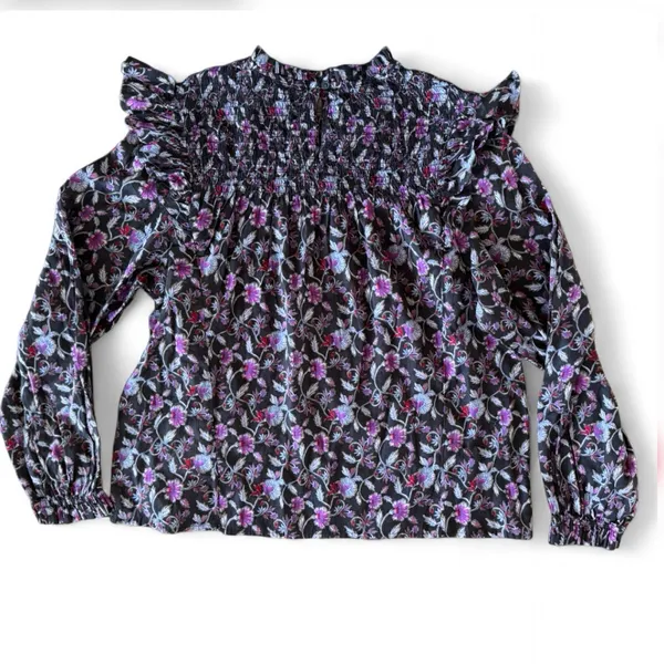 NWT Gap Medium Ruffle Shoulders sleeves Long Long Sleeve Floral High Neck Blouse - Image 2