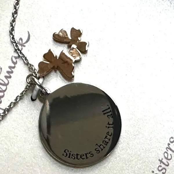 Hallmark Stainless Steel “Sisters Share It All” Necklace with Butterfly Charm - Image 8