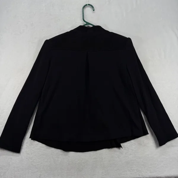 Alice + Olivia‎ Black Lamb Leather wool Combo Drape Front Jacket Blazer XS READ - Image 6