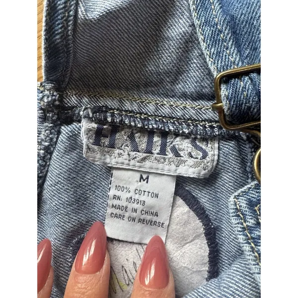 Haiks Country Patch Work Denim Overalls Blue Size Women I think Medium VTG READ - Image 3