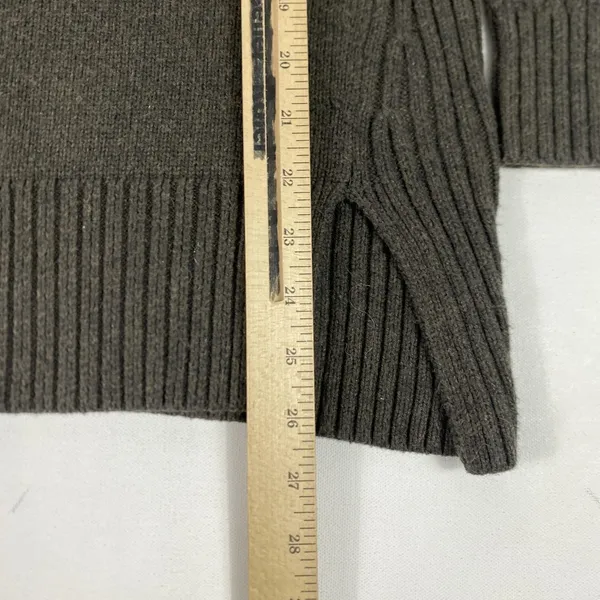 LOFT Sweater Tunic Womens‎ Medium Brown Ribbed Back Side Slit Long Sleeve Knit - Image 4