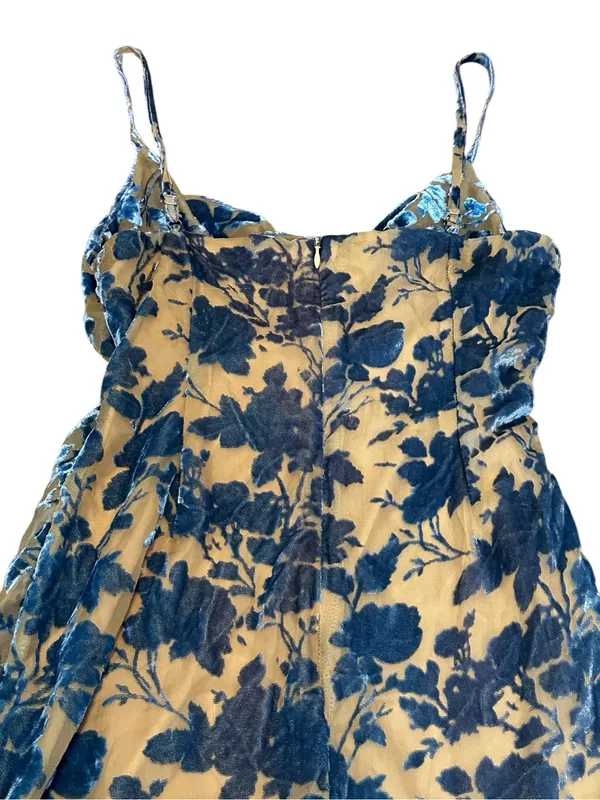 Womens Velvet Burnout Floral Slip Mini Dress Cowl Neck Party Cocktail Going Out - Image 4